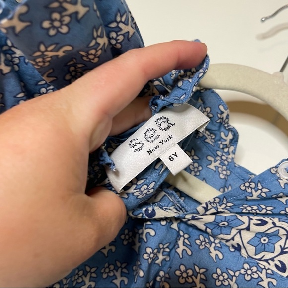 SEA Girls Flowers All Over Ruffled Flutter Sleeves Dress in Blue sz 6 - Picture 5 of 7